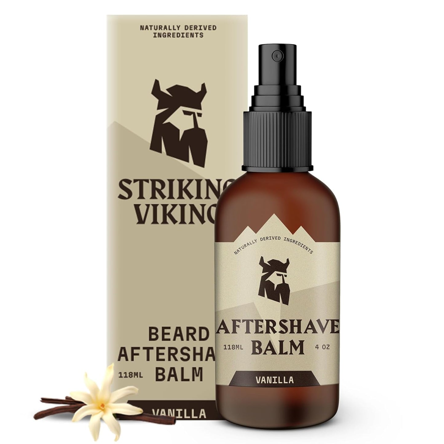Striking Viking After Shave Balm - 4 fl oz, Pack of 1, Vanilla - Soothing Post-Shave Vanilla Relief - Hydrating & Revitalizing Moisture Boost - Irritation-Free Comfort & Aftershave for Men