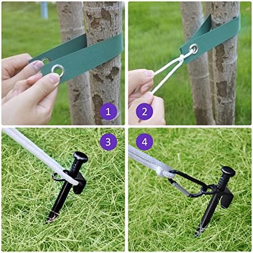 Heavy Duty Steel Tree Support Kit, Tree Stake Kit for Newly Planted Trees Against Bad Weather, Include 6 PCS Tree Straps for Staking, 6 PCS Tree Stakes and 2 PCS Rope of 31.2 FT for Anchoring (2) - Image 2