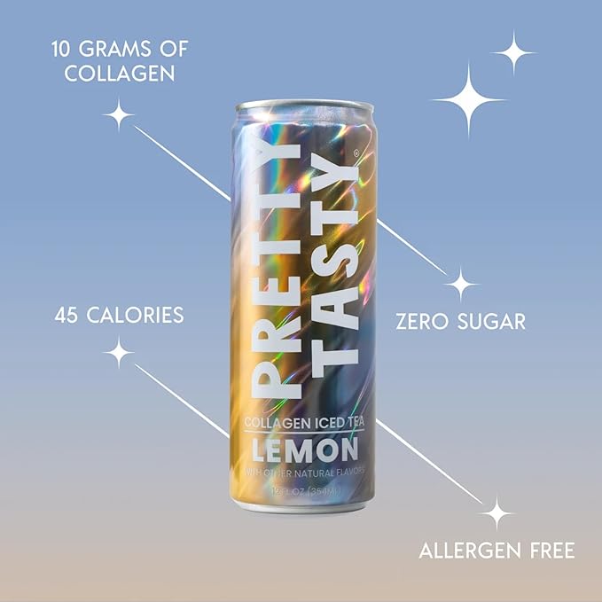 Pretty Tasty Radiance Collagen Tea - Beauty and Wellness - 10g Collagen Peptides Mix - (12 Pack) Lemon