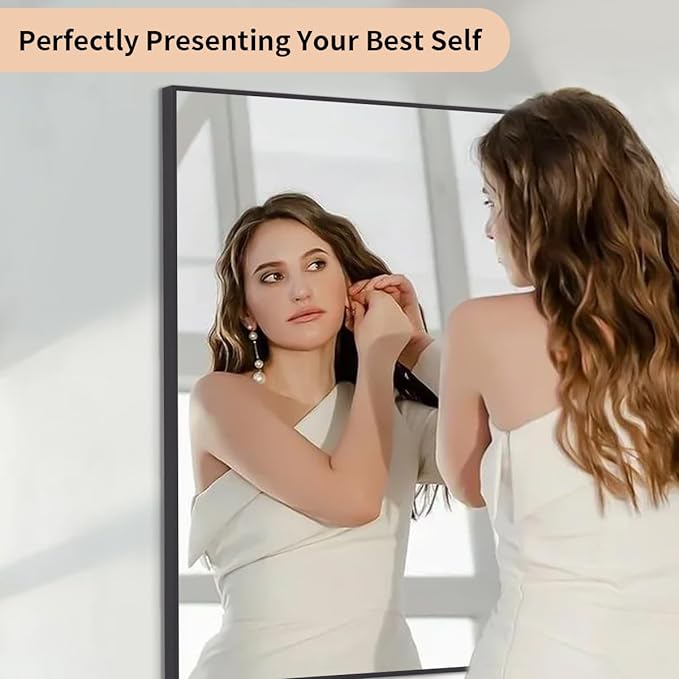 Koonmi Black Mirrors for Wall, 26x38 Inch Bathroom Mirror, Rectangular Wall Mirror for Living Room Bedroom Bathroom, Hangs Horizontally or Vertically