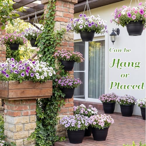 10 Pack Plastic Hanging Planter Bulk 10 inch Black Hanging Baskets - Image 4