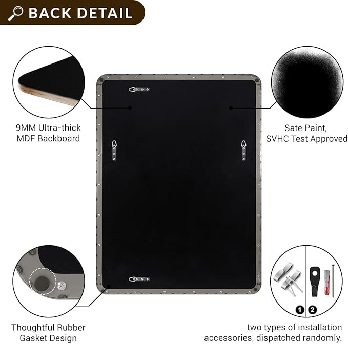 ANDY STAR Chrome Bathroom Mirrors for Over Sink, 24x32 Inch Polished Silver Mirror for Wall, Rectangular Metal Framed Vanity Mirror -Modern Clean Design with Superior Stainless Steel Frame