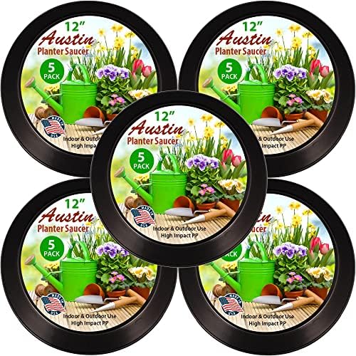 5 Inch (4 Inch Base) Case of 5 Plant Saucer, Black by AustinPlanter