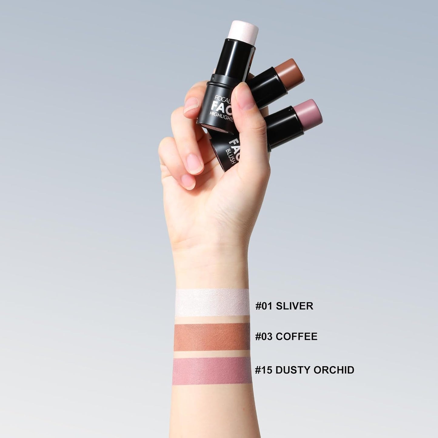 FOCALLURE 3 Pcs Cream Contour Sticks,Shades with Highlighter & Bronzer & Blush,Non-greasy Long-wear Face Contouring Pen,Easy to Sculpt the Face and Create a Lightweight Finishing Makeup,UNIVERSAl