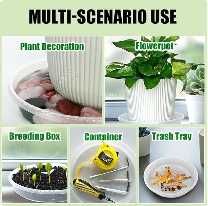 RooTrimmer 10 Pack 10 Inch Clear Plant Saucers for Plant Pots,Thick Heavy Duty Plastic Plant Trays,Transparent Drip Trays for Indoor & Outdoor Plants - Image 5