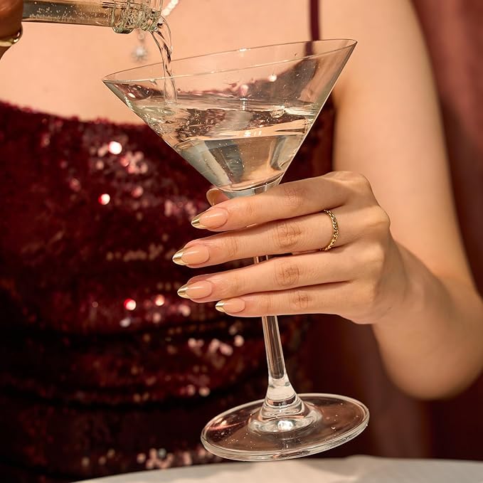 BTArtbox Press On Nails Short - Gilded Countdown, Lamp-Curable Gold French Tip Almond Press On Nails with Glue and Adhesive Tabs for Women in 16 Sizes - 32 Soft Gel Glue On Nails Kit