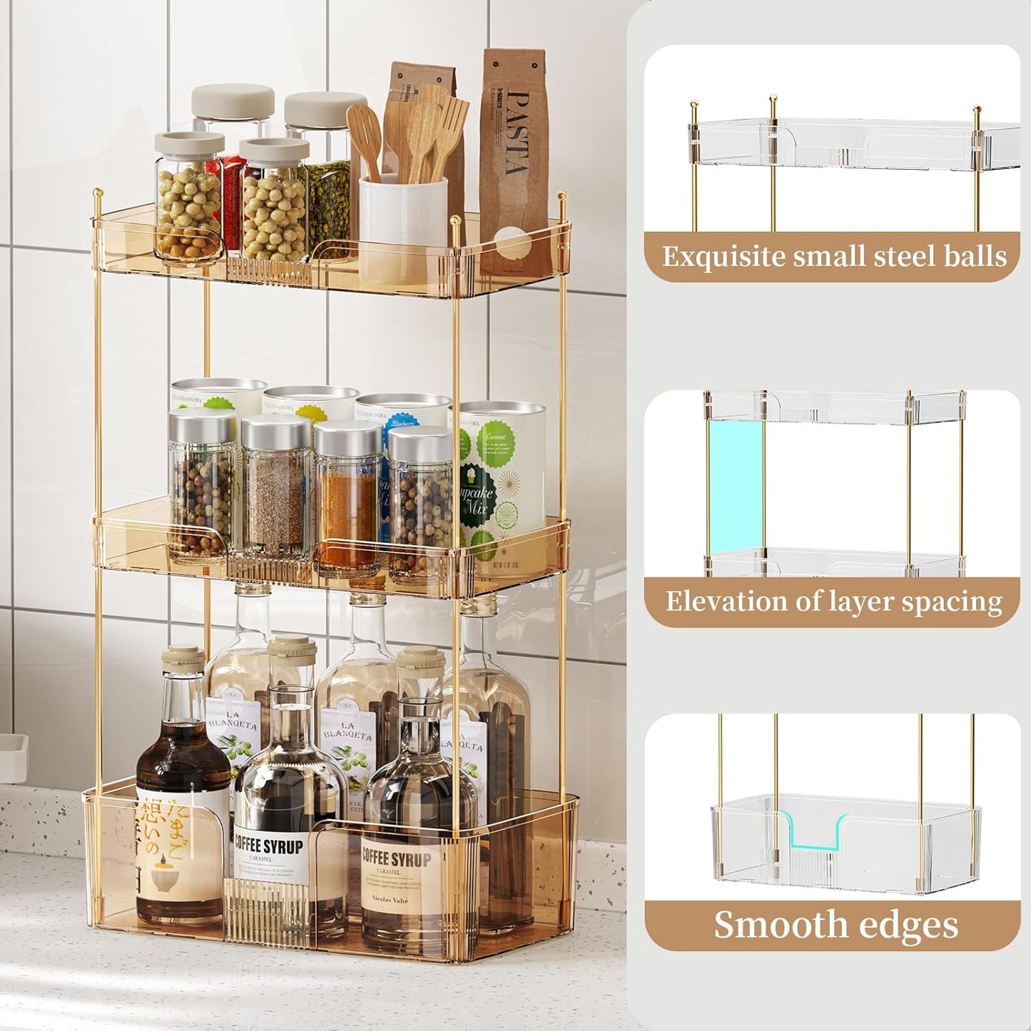 3 Tier Bathroom Countertop Organizer, Makeup Skin Care Organizer, Perfume Tray Vanity Countertop Organizer for Bathroom Countertops