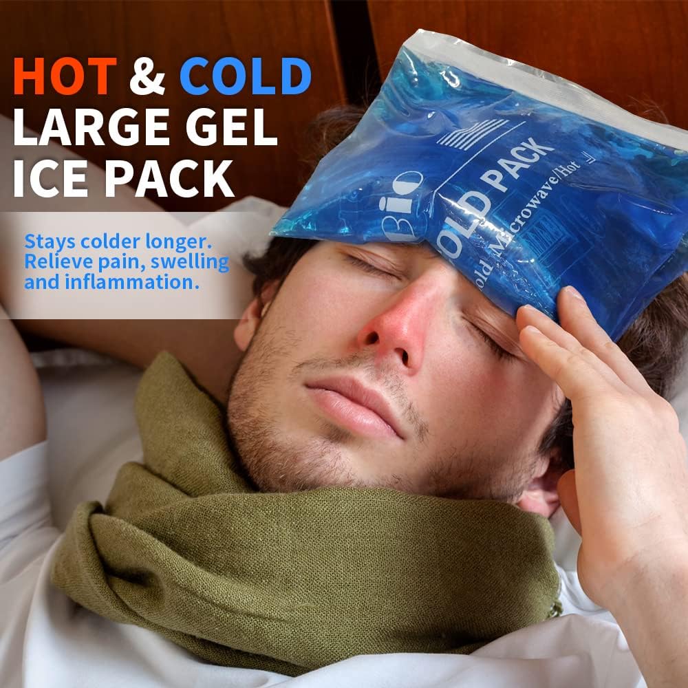Extra Large Gel Ice Packs for Injuries Reusable Gel Cold Compress for Shoulder, Knee, Back and Neck - Hot and Cold Packs for Pain, Injury, Surgery - Flexible Ice Pack for Injury - 8.3" x 12.4"