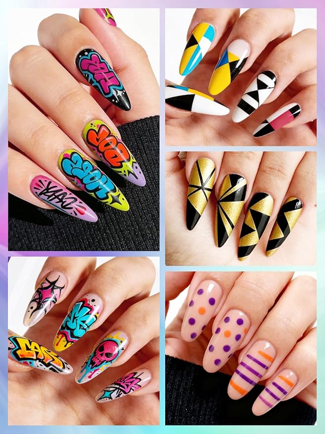 EBANKU 12 Colors Nail Art Marker Pens Set, Nail Polish Pen for Nail Art, Nail Pen for Painting Nail, Acrylic Paint Nail Point Dotting Liner Pen Tools for Home DIY Salon Nail