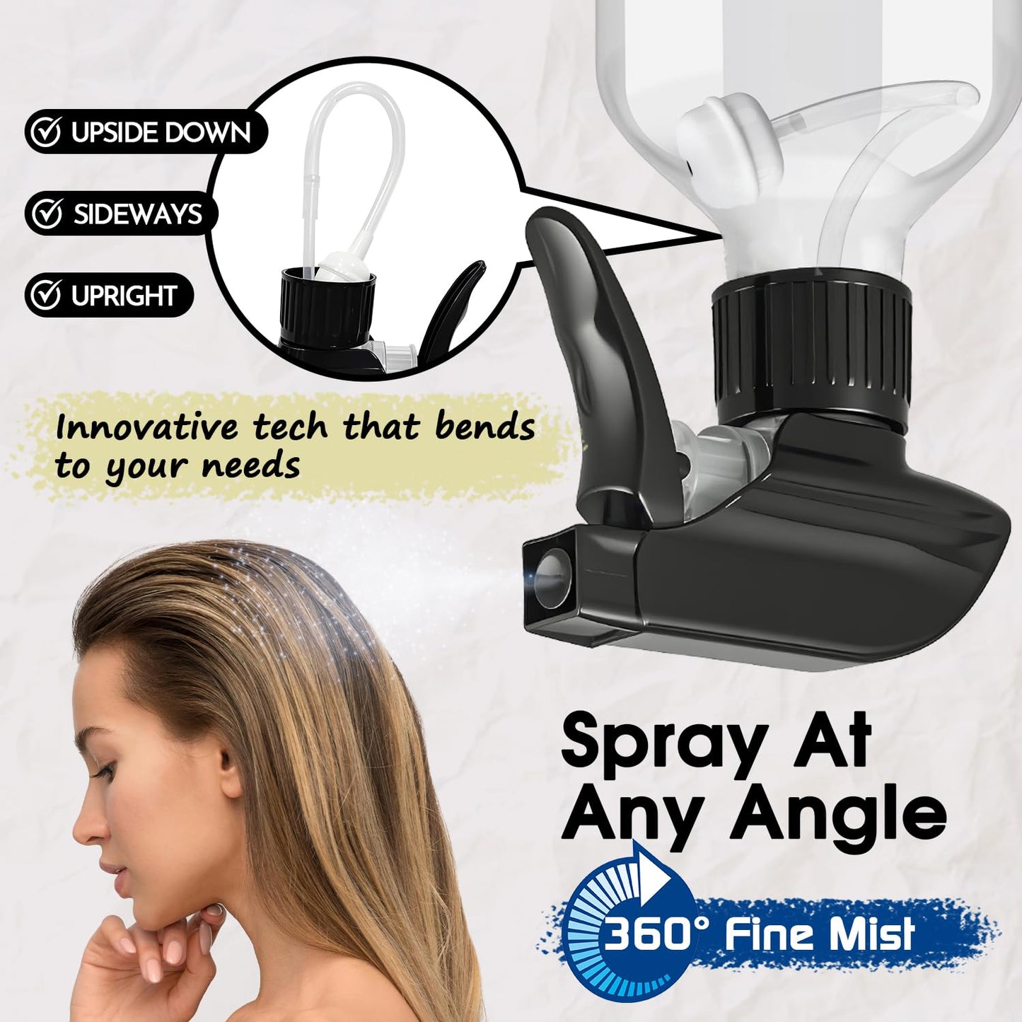 2 Packs Plastic Spray Bottles 360° Water Spray Bottle for Cleaning - 10 oz/300 ml Upside Down Spray Bottle Small Squirt Bottle with Adjustable Nozzle for Hair, Cooking, Plant, Pet (Clear + Brown)