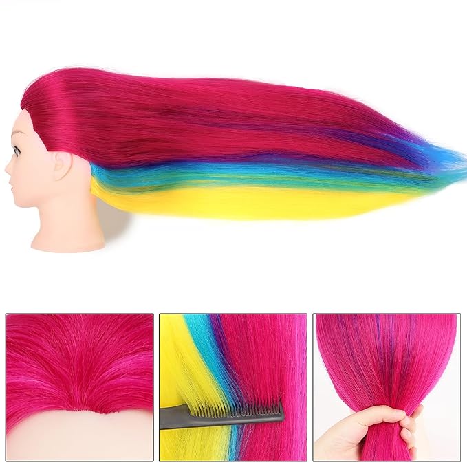 Mannequin Head with Hair, Beauty star 29" Cosmetology Doll Head for Hair Styling to Practice on, Hairdressing Training Braiding Heads with Clamp Stand Holder Kit