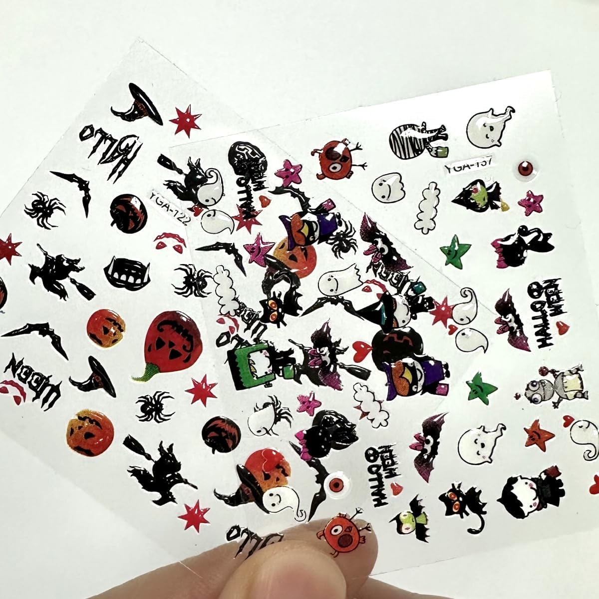 24 Sheets Halloween Nail Stickers Pumpkin Ghost Face Nail Decals 3D Self-Adhesive Nail Supplies Spider Web Cat Bat Nail Art Stickers for Acrylic Nails for Women Kids DIY Manicure Decorations