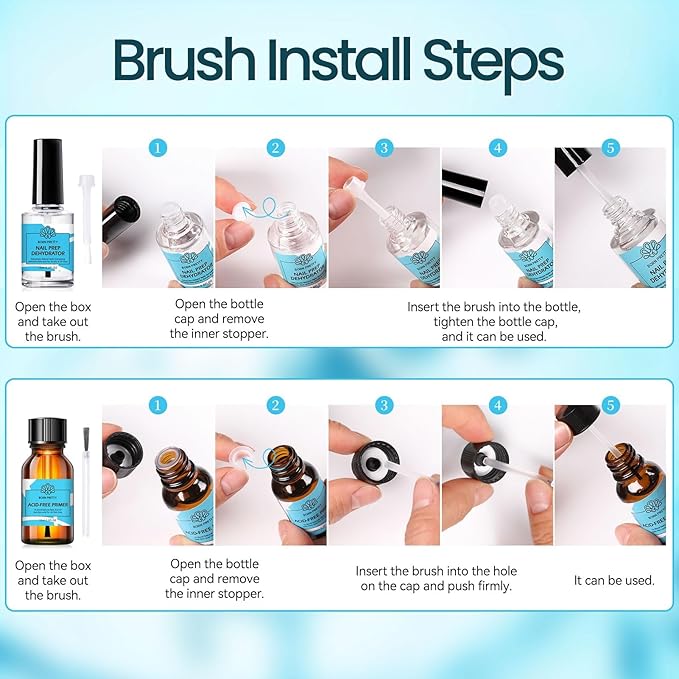 Born Pretty Nail Dehydrate and Primer, 15ml HEMA&TPO Free Dehydrator for Acrylic and Gel Nail Polish, Non Acid Primer for U V Gels, No Burn Fast Air Dry Nail Prep Dehydrator Set, 0.5oz