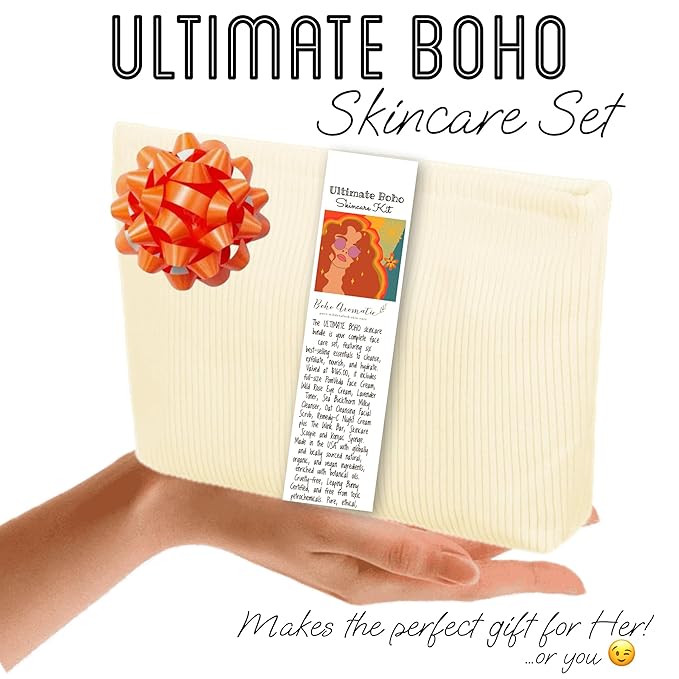 Clean Beauty Skincare Gift Set for Women – Hydrating Face Cleanser, Moisturizer & Eye Cream – Plant-Based Botanical Facial Kit – Perfect Birthday or Self-Care Gift by Boho Aromatic