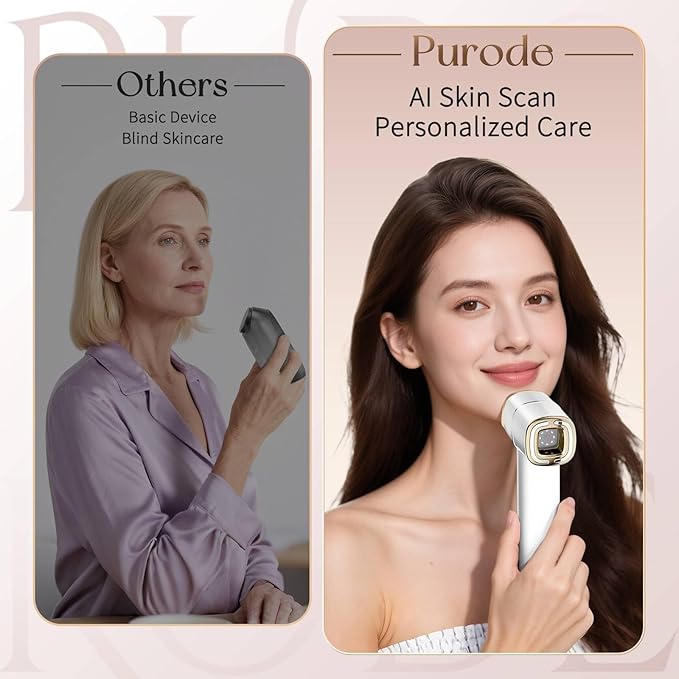 AI-Powered Custom Skincare Facial Device with Red Light Therapy for Anti-Aging, Firming, Lifting & Better Absorption, Face Massager Tool Paired with HD Camera to Detect Skin Condition