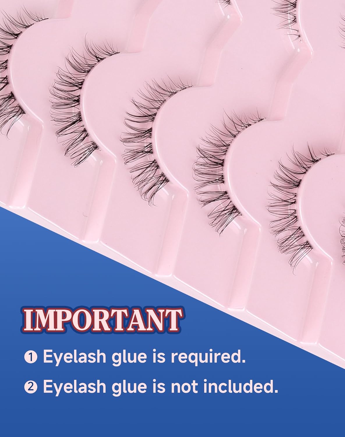 Short Lashes Natural Look Wispy False Eyelashes Flared Strip Eyelash Small Lash Fluffy Clear Band 7 Pairs SF-08