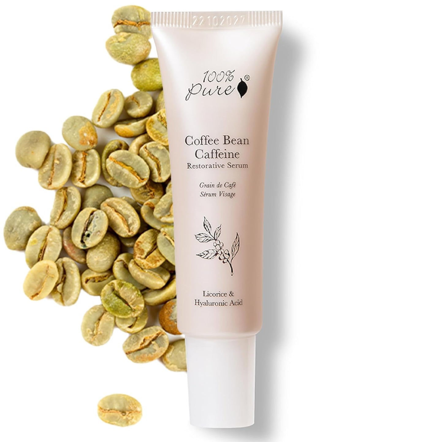 100% PURE Coffee Bean Face Serum EGCG, Licorice Root & Hyaluronic Acid Drops - Tighten, Brighten & Protect Daily Liquid Caffeine For Faded Skin - Ultimate Glow Skincare for Women & Men - 1 fl oz