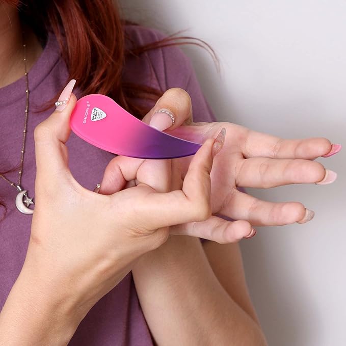 BONA Fide Beauty Glass Nail File Manicure Set, 2-Pieces Comfort Grip Ergonomic Drop Ergofile Czech Glass in Sleeves