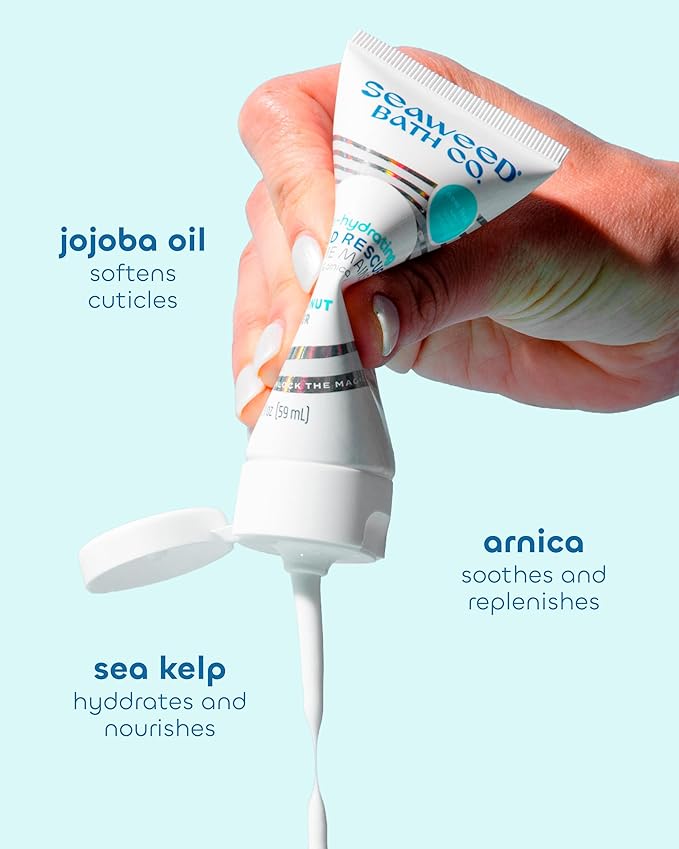 Seaweed Bath Co. Ultra-Hydrating Hand Rescue Moisturizing Cream - Coconut Water Scent - Sustainably Harvested Seaweed, Sea Kelp, Arnica to Soothe Dry, Rough Skin - 2 oz