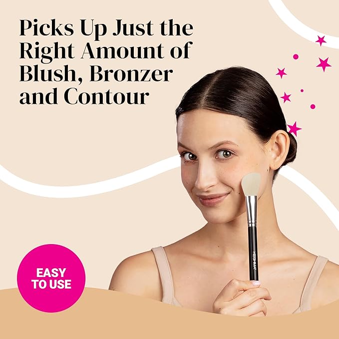 KESHIMA Angled Blush Brush & Bronzer - Premium Contour Brush for Blush, Bronzer & Powder Makeup Application - Vegan, Cruelty-Free