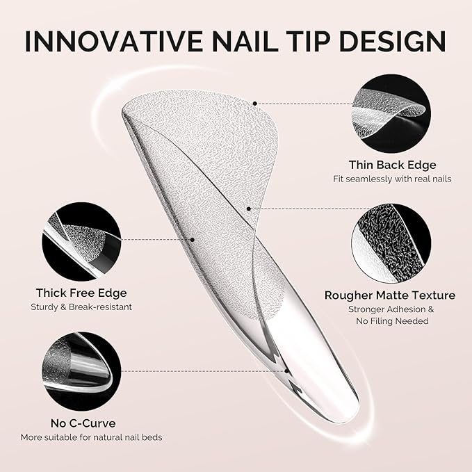 MelodySusie Short Ballerina X Nail Tips - 600Pcs 15 Sizes Clear Acrylic, Half Matte Full Cover Press on Nails for DIY Extension & Salon Use, Pre-Shaped for Long-Lasting Manicure