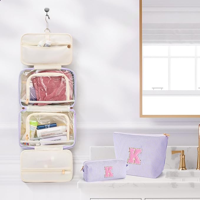 Teen Girl Gifts | Travel Toiletry Bag Cosmetic Bag | Makeup Bag | Gifts for Teacher Girlfriend Bridal Shower | Birthday Gifts for Kids | 18 17 16 15 14 13 Year Old Girl Gifts - Lavender K