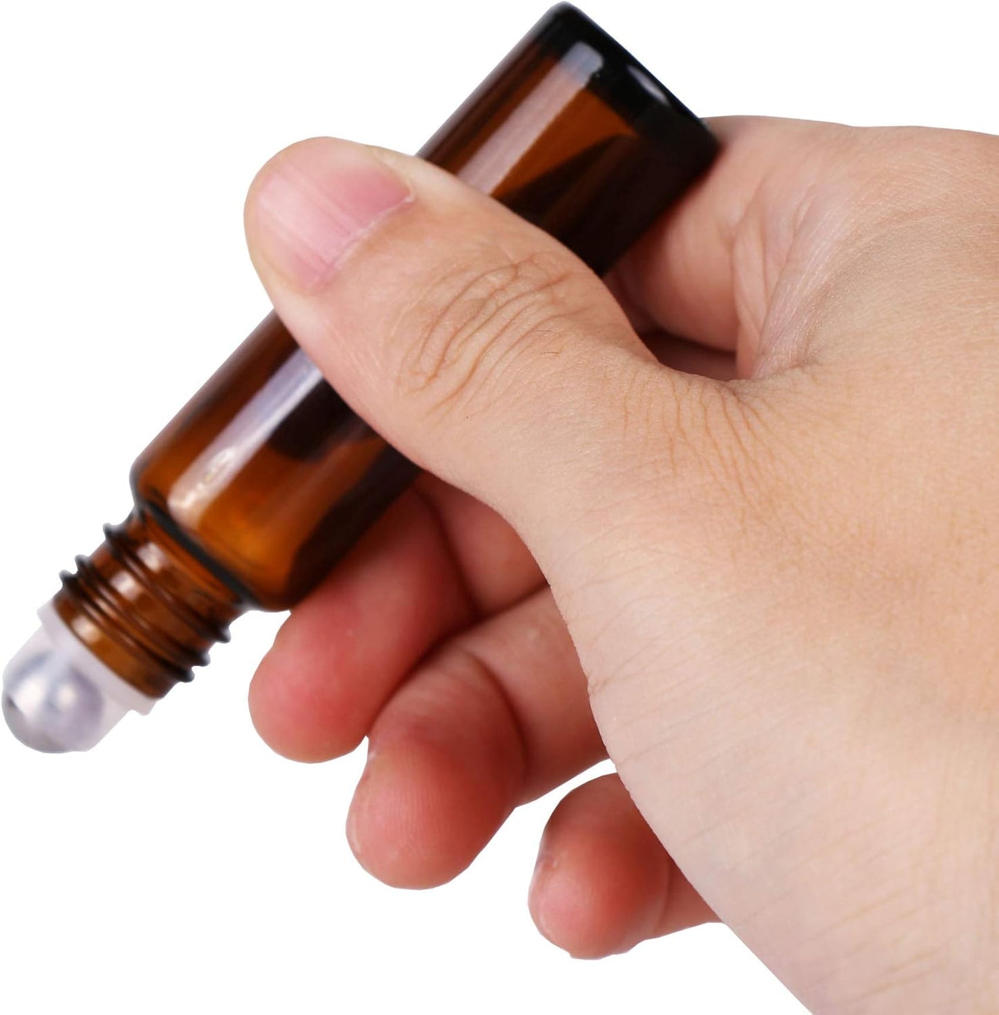 inice 4 Pack Essential Oil Roller Bottles 10ml Amber Glass RollerBall Bottle with Stainless Steel Roller Ball Alloy Cap for Daily Care