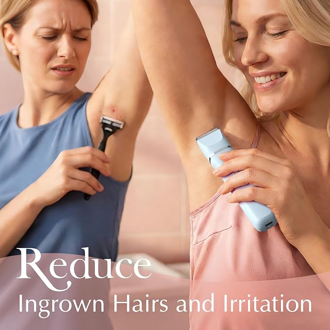 Bikini Trimmer for Women - Body Hair Trimmer Shaver for Women's Grooming, Wet & Dry Use Groomer, Dusk Razor for Women, Ladies Electric Razors for Legs, Female Trimmer for Private Area, Blue