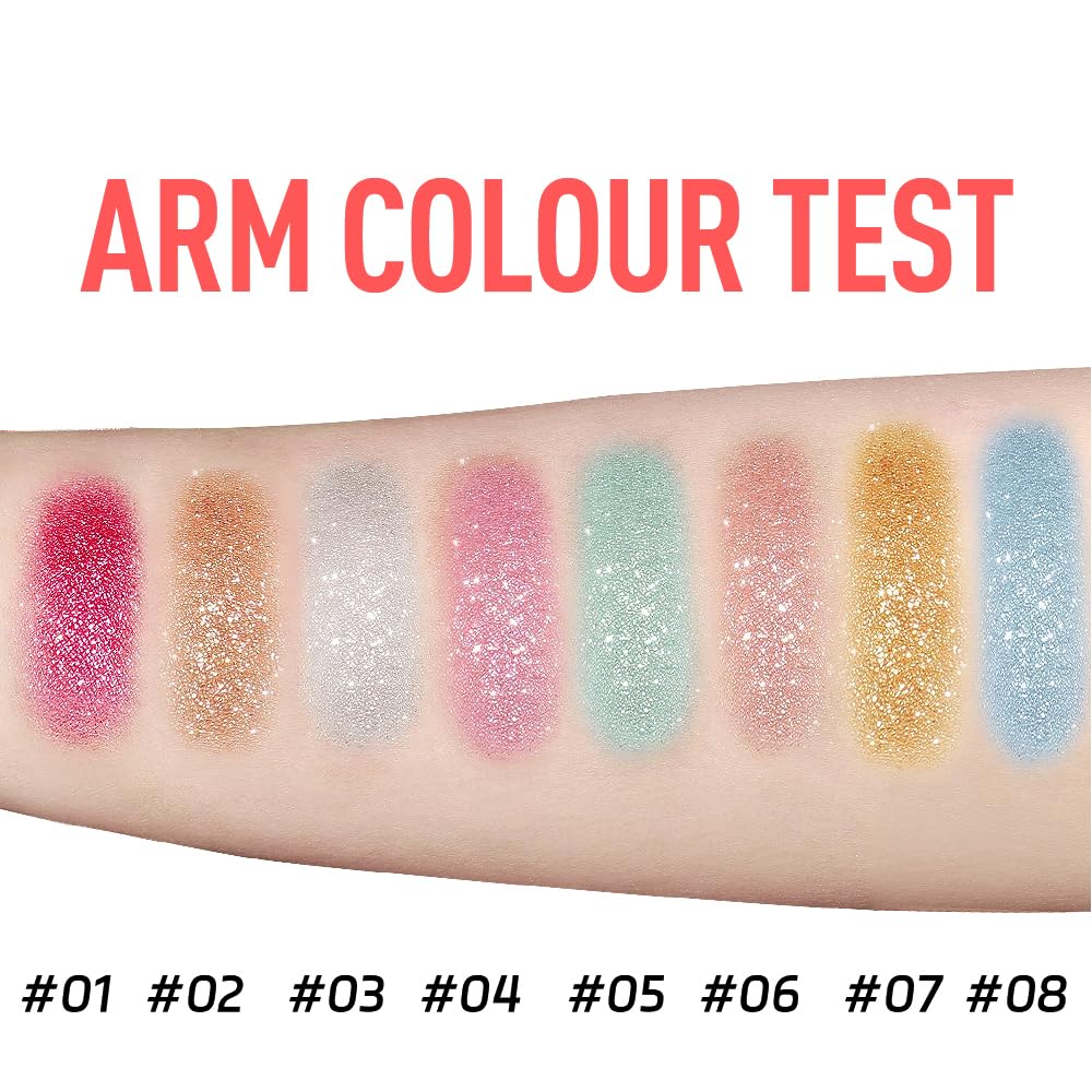 Glitter Body Highlighter Powder Body Shimmer Sparkle Face Brightening Highlighter Powder for Face Eyes Body Glow Makeup With sponge head（05#）