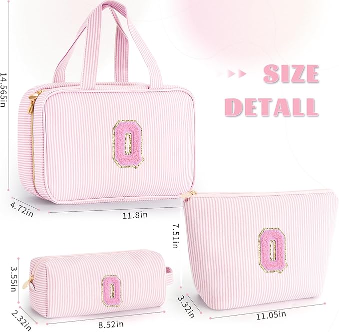 Personalized Toiletry Bag - Initial Makeup Bag Cosmetic Bag for Women Travel, Cute Friend Wedding Girlfriend Birthday Gift for Teen Girls 16-18 - Pink Q