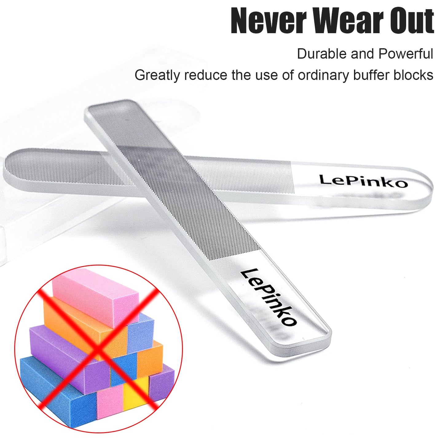 Nano Glass Nail Shiner Kit, Multi-Purpose Nail Buffer for Shaping Buffing and Polishing Natural Nails, Fine Crystal Nail Files Set, Professional Manicure Tools for Home and Salon Use, 2 Pack