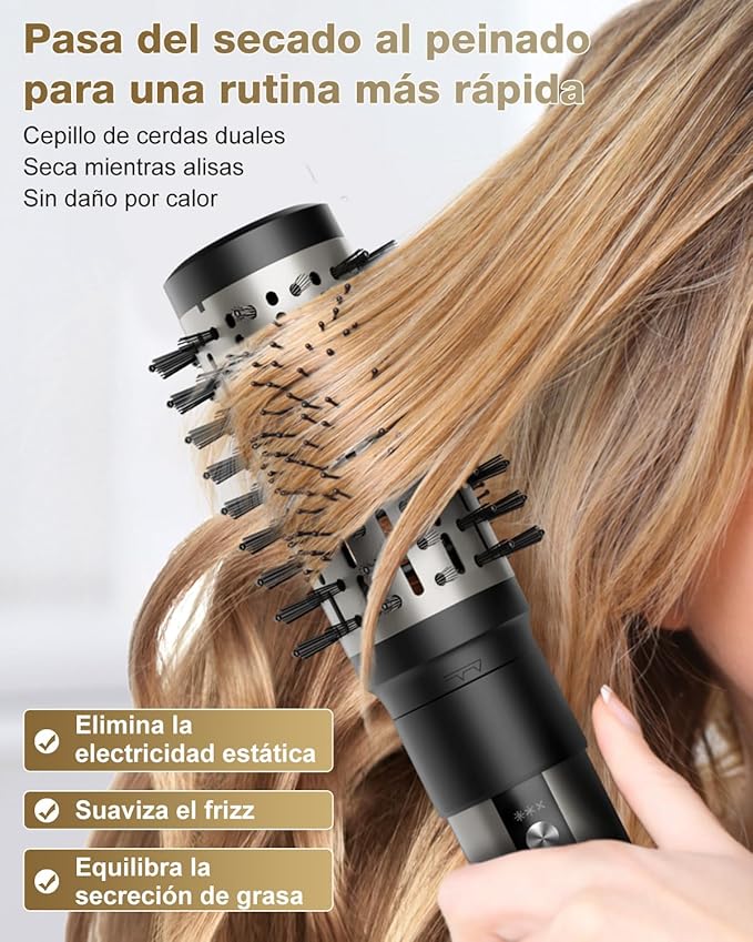 7MAGIC Hair Dryer Brush & 6 in 1 Hair Styler, Silver, 110 Volts, 1200 Watts, Ionic Technology, Fast Drying, Multi Styler for Straight, Wavy, Curly, and Coily Hair