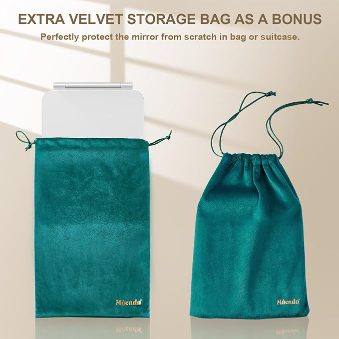 Mocado LED Foldable Travel Makeup Mirror - 5x7 inches 3 Colors Light Modes USB Rechargeable Touch Screen, Portable Tabletop Cosmetic Mirror for Travel, Cosmetic, Office (White)