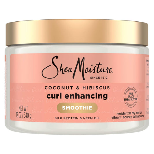 SheaMoisture Smoothie Curl Enhancing Cream Coconut and Hibiscus for Thick, Curly Hair Sulfate Free and Paraben Free 12 oz