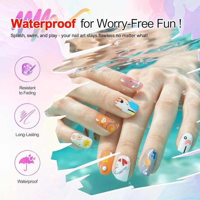 Nail Art Pens Set, 6 Colors Nail Art Markers, Quick-Drying Acrylic Paint Markers, Nail Polish Pens for Nail Point Graffiti, Dotting Liner Brush for DIY Nail Design, Home & Salon Manicure Tools