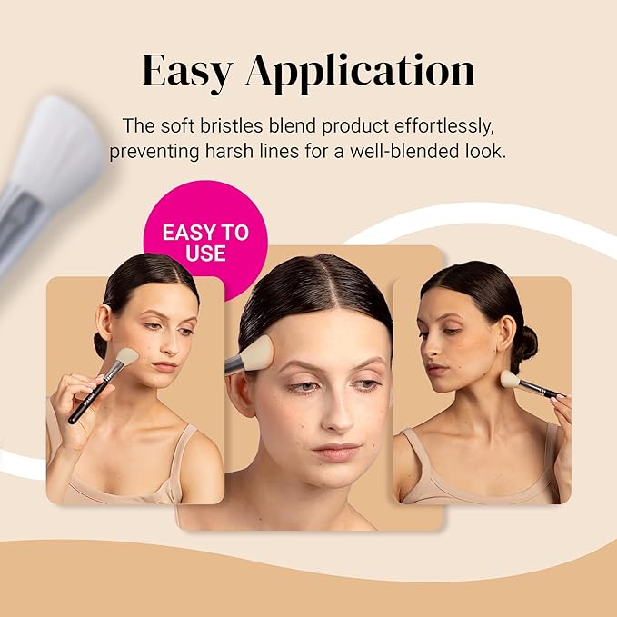 KESHIMA Angled Blush Brush & Bronzer - Premium Contour Brush for Blush, Bronzer & Powder Makeup Application - Vegan, Cruelty-Free