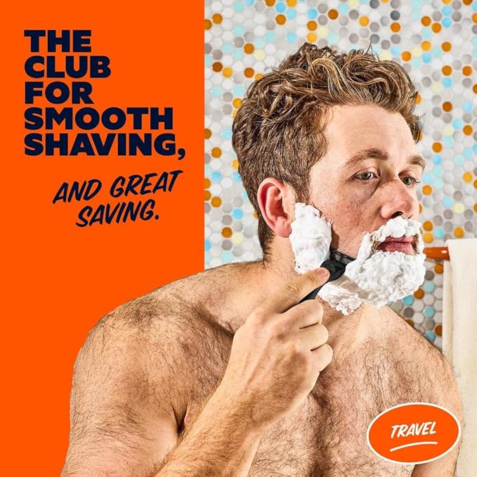 Dollar Shave Club | Travel Shave Set | 4 Swift Rinse Refill Cartridges, 1 Handle (Black), 1 Razor Cover