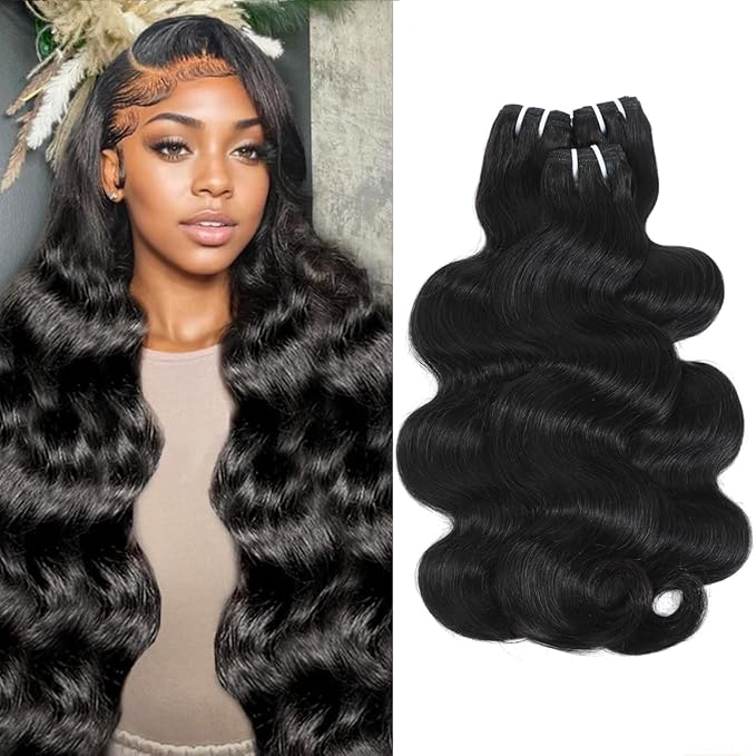 16A Raw Human Hair Bundles,3 Bundles 18 18 18 Inch Body Wave Bundles Human Hair,100% Unprocessed Brazilian Virgin Hair,Quick Weave,Hair Extensions Natural Black For Women,3X Longer Lifespan