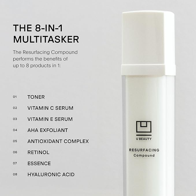U Beauty Resurfacing Compound - Anti-Aging Daily Serum with Mandelic Acid, a Gentle Blend of Exfoliants, Retinol + Vitamin C for Smoother, Brighter, & Revitalized-Looking Skin - 1.7 fl oz
