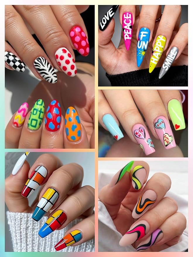 12 Colors Nail Art Pens Set, EBANKU Nail Polish Pens Quick-Drying Acrylic Paint Pen Nail Point Dotting Liner Pen Tools for Home & Salon Nail Art DIY