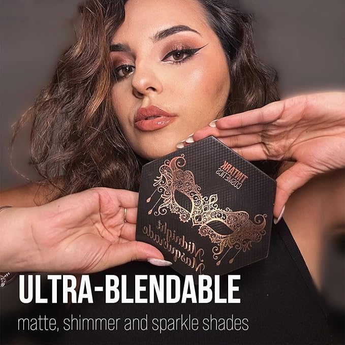 Black Smokey Eyeshadow Palette, Midnight Masquerade 21 Colors – Spectrum of Black Matte Shimmer Glitter Eye Shadow for Halloween Goth Makeup, Highly Pigmented, Talc Free