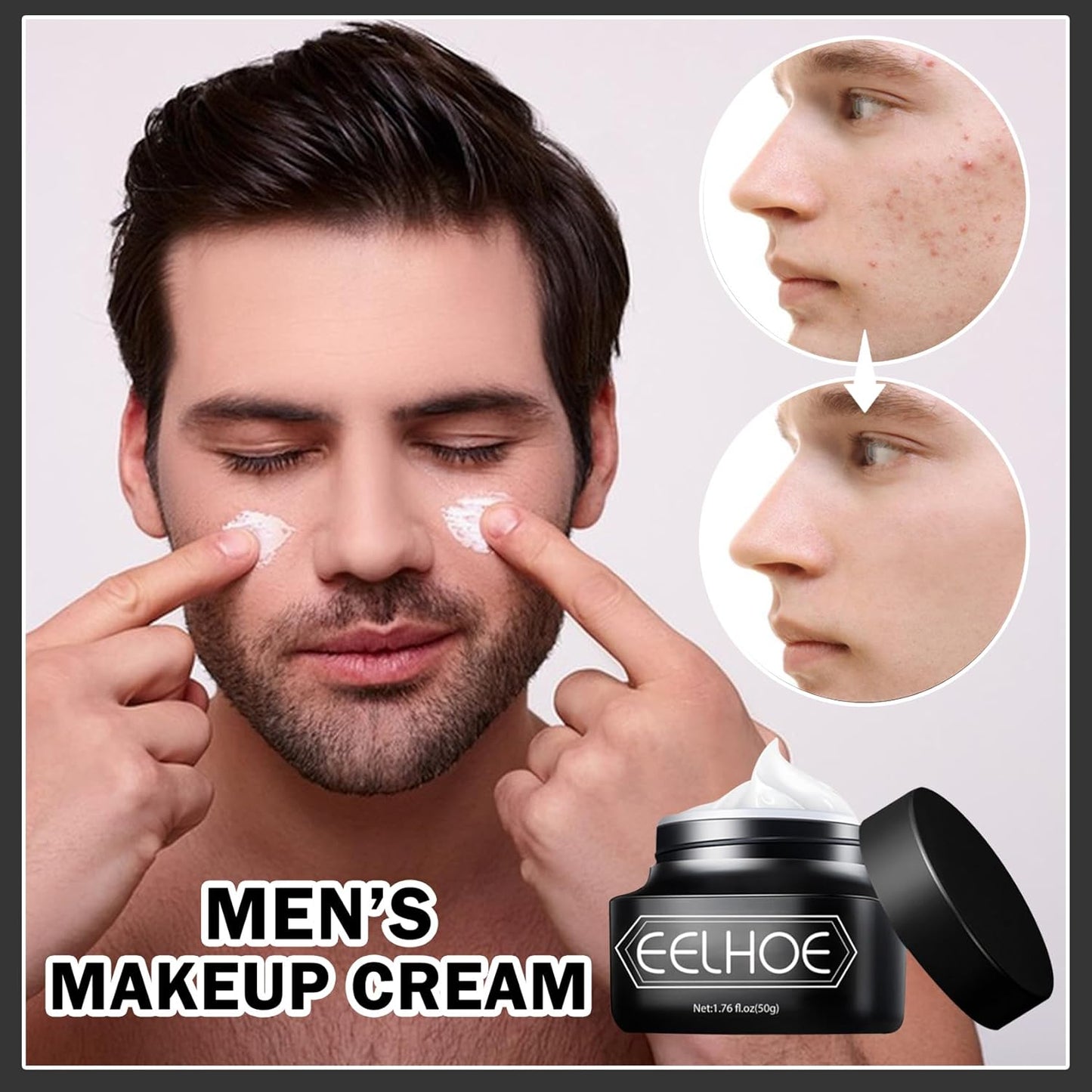 2PCS Men's Moisturizing Concealer Cream,Refreshing & Non-sticky Concealer Face Moisturizer,Mens Makeup Concealer Cream Long Lasting Cream Concealer Foundation Moisturizing Makeup