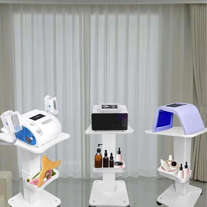 Esthetician Cart, 3 Tier Beauty Rolling Trolley with Rotation Wheels, Aluminum Alloy Tray Rolling Cart for Hair Salon, Spa Salon Beauty Machine Storage