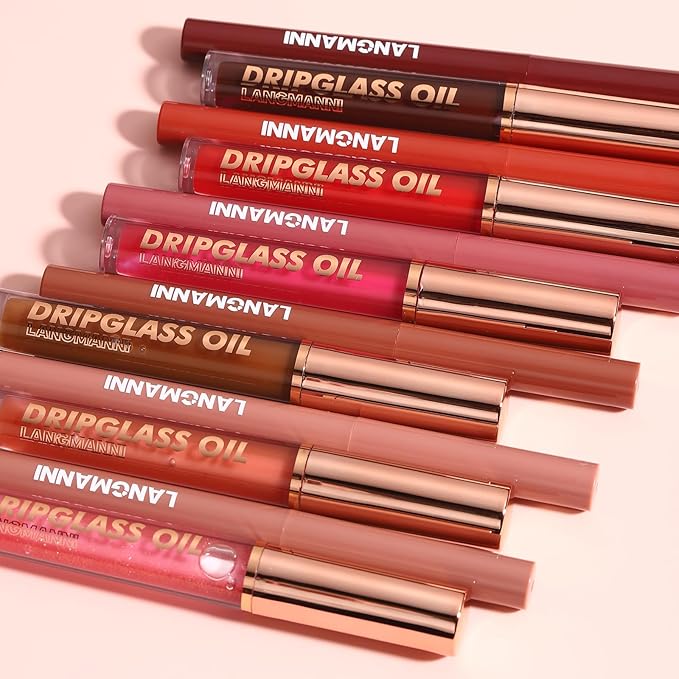 6pcs Hydrating Lip Oils + Lip Liner Pencil Lip Combo Sets, 24H Long-Lasting Lip Kit with Lip Liner and Gloss, Nourishing, Non-Sticky Tinted Stain Lip Gloss Plumping Lip Oil Set for Women(Set A)