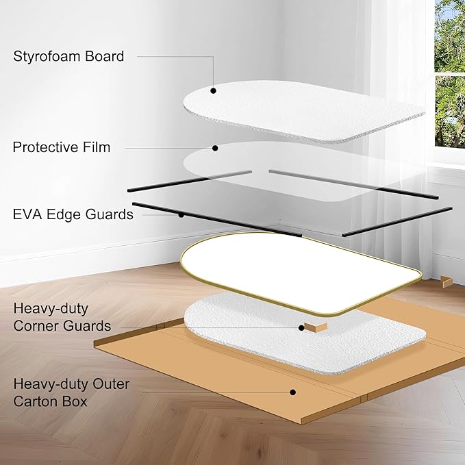 Arched Bathroom Mirror, 26"x38" Gold Arched Mirror for Bathroom, Wall Mounted Mirror, Vanity Wall Mirror Metal Frame for Bedroom, Entryway, Living Room, Hanging or Leaning Against Wall