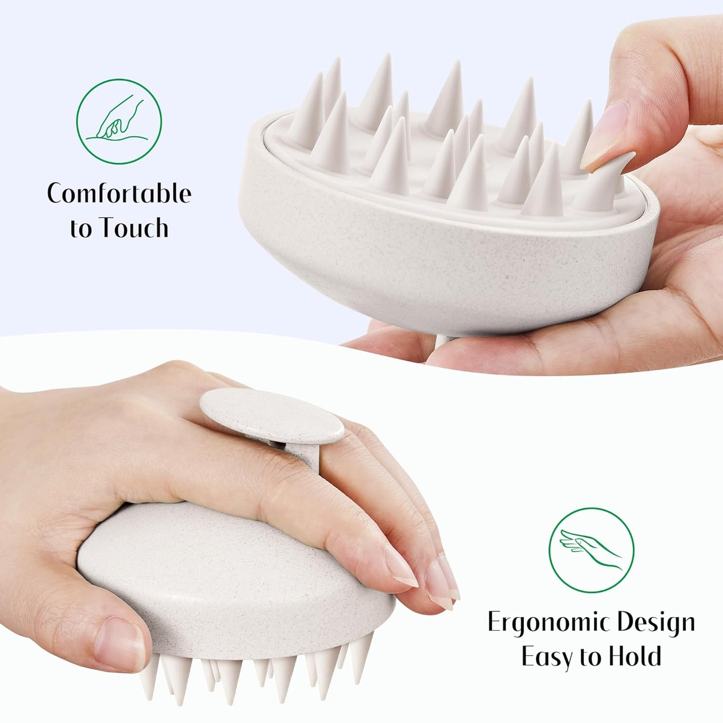 HEETA Scalp Scrubber Shampoo Brush, Scalp Massager Tool for Hair Growth, Soft Silicone Bristles for Dandruff Removal Wet Dry Use Women Men Kids Pet, Fit All Hair Types Care, Beige