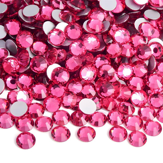 Flatback Rhinestones Round Gems for Nails Art and Crafts 2000Pcs SS16 4mm Glitter Crystals Stone DIY Bags Clothes Shoes (Light Rose Red)
