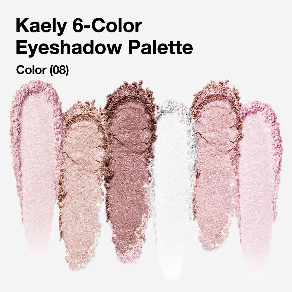Kaely 6 Color Mini Pink Eyeshadow Palette Makeup, Highly Pigmented Eye Shadow Palette Waterproof, Natural Glitter Shimmer Eye Shadow Palette, paleta de sombras de ojos, Vegan & Cruelty-free, 08