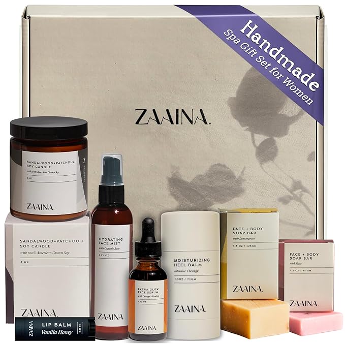 ZAAINA Spa Gift Set for Women - Valentines Day Gifts for Her, Luxury Self Care Package for Mom Wife Friend, Bath and Body Relaxation Spa Kit, Natural Pampering Care Package, Birthday Gifts for Women