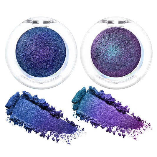 evpct 2Pcs Royal Blue Purple Duochrome Eyeshadow Palette Makeup, Metallic Chameleon Chrome Multichrome Gothic festival Single Eye shadow Palette Makeup for Older Women, Face Glitter Eyeshadow Liquid